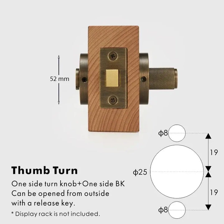 ARLO Knurled Bathroom Thumb Turn Lock, Premium-quality solid brass construction, Ideal for bathrooms, WCs, privacy rooms, and meeting spaces