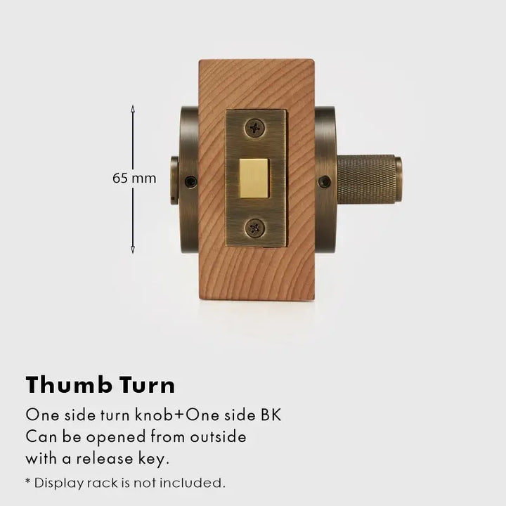 ARLO Knurled Bathroom Thumb Turn Lock, Premium-quality solid brass construction, Ideal for bathrooms, WCs, privacy rooms, and meeting spaces