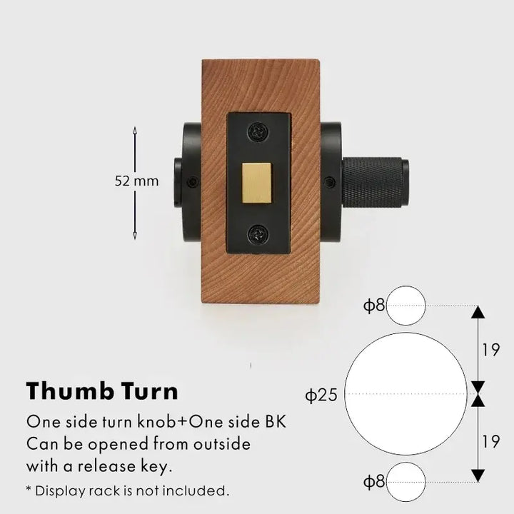 ARLO Knurled Bathroom Thumb Turn Lock, Premium-quality solid brass construction, Ideal for bathrooms, WCs, privacy rooms, and meeting spaces