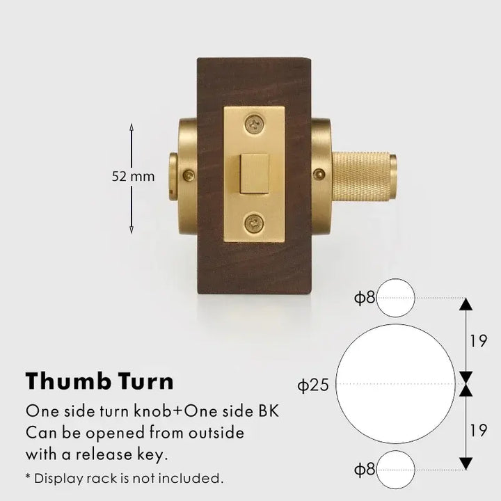 ARLO Knurled Bathroom Thumb Turn Lock, Premium-quality solid brass construction, Ideal for bathrooms, WCs, privacy rooms, and meeting spaces