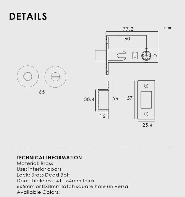 ARLO Knurled Bathroom Thumb Turn Lock, Premium-quality solid brass construction, Ideal for bathrooms, WCs, privacy rooms, and meeting spaces