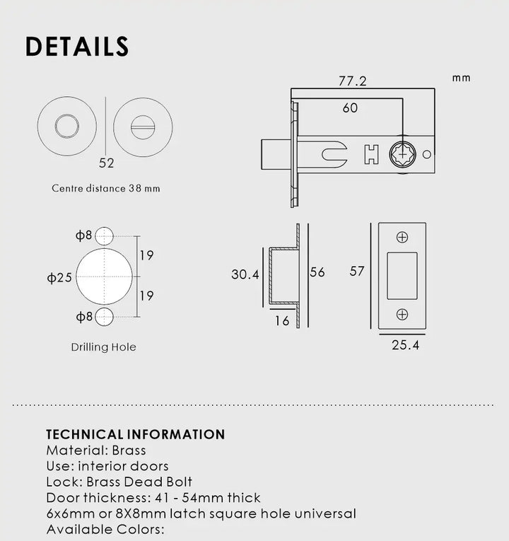 ARLO Knurled Bathroom Thumb Turn Lock, Premium-quality solid brass construction, Ideal for bathrooms, WCs, privacy rooms, and meeting spaces