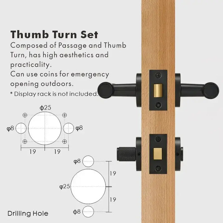 VERGE Knurled Lever Door Handles Set. Premium solid brass door handles re ideal as privacy door handles, passage door handles, bathroom thumb turn handles, and mortise lock door handles.