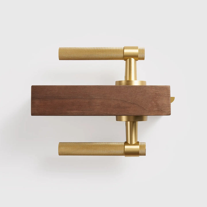 VERGE Knurled Lever Door Handles Set. Premium solid brass door handles re ideal as privacy door handles, passage door handles, bathroom thumb turn handles, and mortise lock door handles.