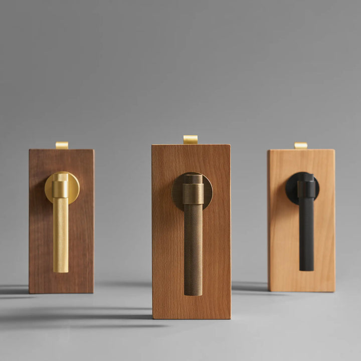 VERGE Knurled Lever Door Handles Set. Premium solid brass door handles re ideal as privacy door handles, passage door handles, bathroom thumb turn handles, and mortise lock door handles.