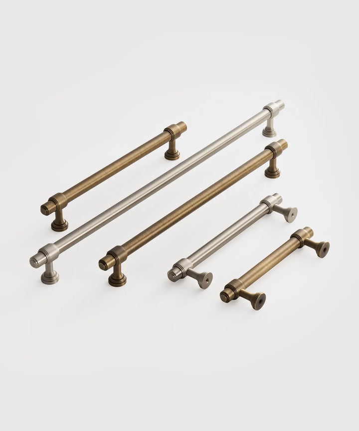 BRISTOL Solid Brass Kitchen & Cabinet Handles, Premium designer kitchen cabinet handle. Satin brass, Antique Brass and Silver Finish