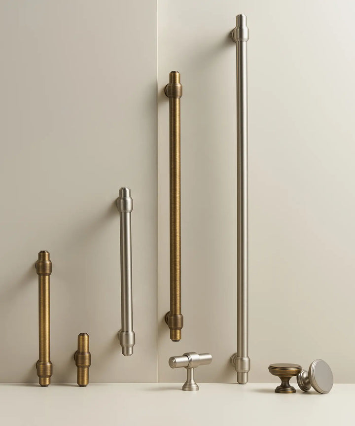 BRISTOL Solid Brass Kitchen & Cabinet Handles, Premium designer kitchen cabinet handle. Satin brass, Antique Brass and Silver Finish