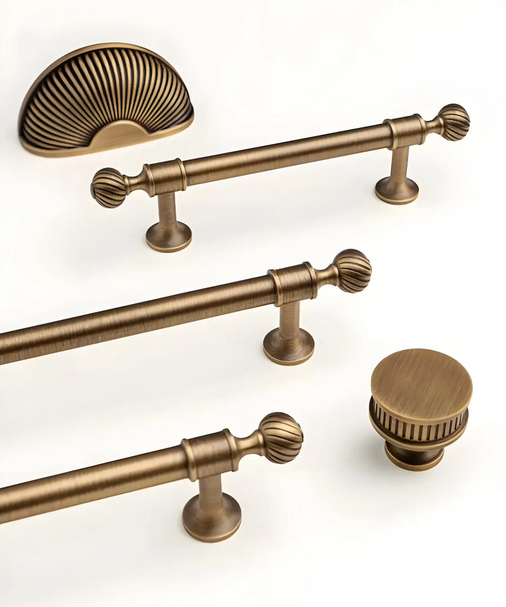 GILDOR Solid Brass Kitchen & Cabinet Handles, premium design retro wardrobe handles