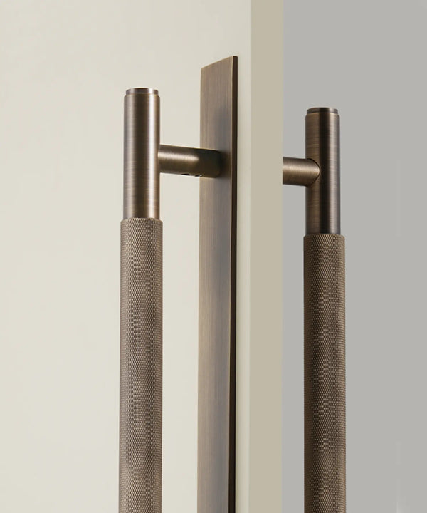 LUXIN Solid Brass Door Pull Handle With Back Plate, premium designer door pull handles, suitable wooden and glass door