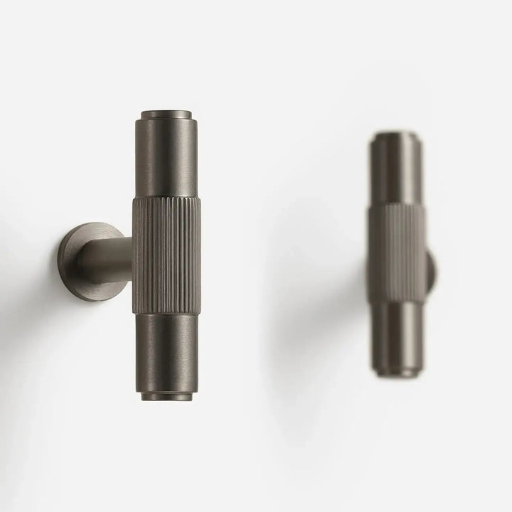 MAGNILA Solid Brass Knurled T-Bar Handle for cabinet and drawers - Dark Grey
