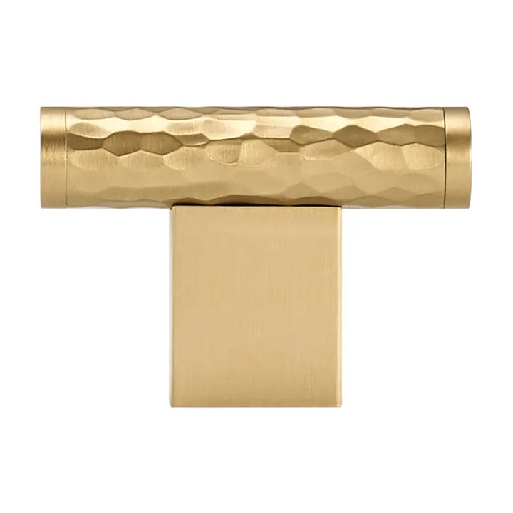 MARRA Brass Hammered T-Bar Handle.  Premium designer kitchen cabinet T-Bar handle. 