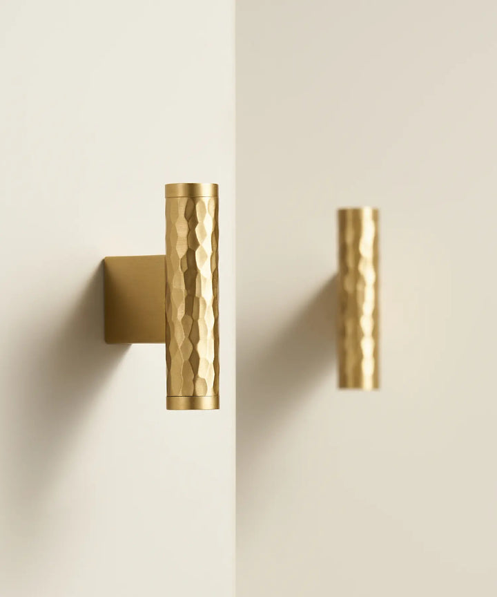 MARRA Brass Hammered T-Bar Handle.  Premium designer kitchen cabinet T-Bar handle. 