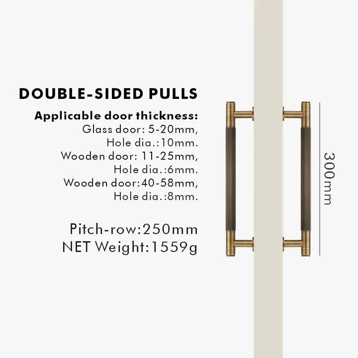 NIVA Solid Brass Door Pull Handle, premium door pull handles for wooden and glass door - Antique Brass, Double 300mm