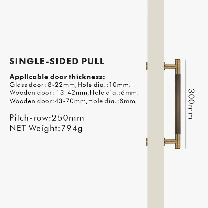 NIVA Solid Brass Door Pull Handle, premium door pull handles for wooden and glass door - Antique Brass, Single 300mm