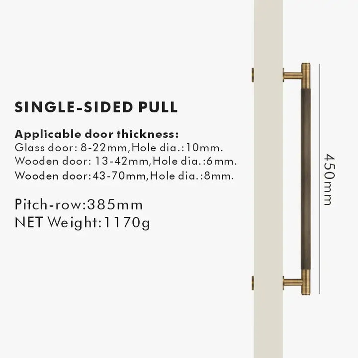 NIVA Solid Brass Door Pull Handle, premium door pull handles for wooden and glass door - Antique Brass, Single 450mm