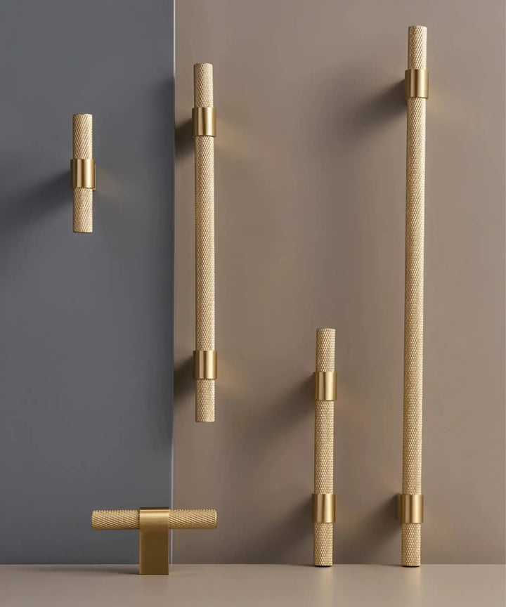 RIVELLE Solid Brass Knurled Kitchen & Cabinet Handle