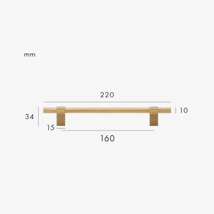 Premium RIVELLE Solid Brass Knurled Kitchen & Cabinet Handle