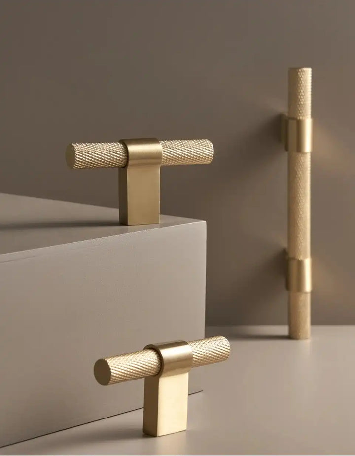 RIVELLE Solid Brass Knurled T-Bar Handle