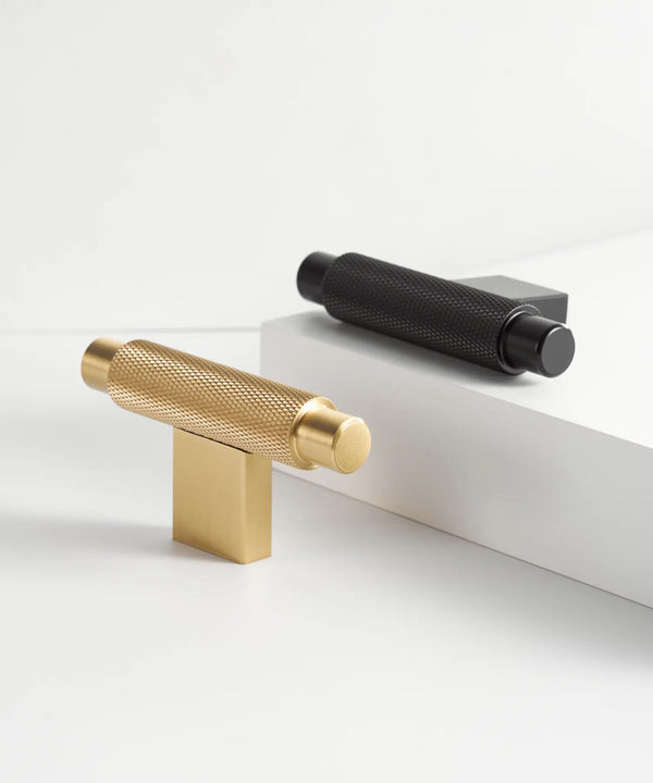 URBANO Solid Brass Knurled T-Bar Handle, premimum designer cabinet t-bar handles