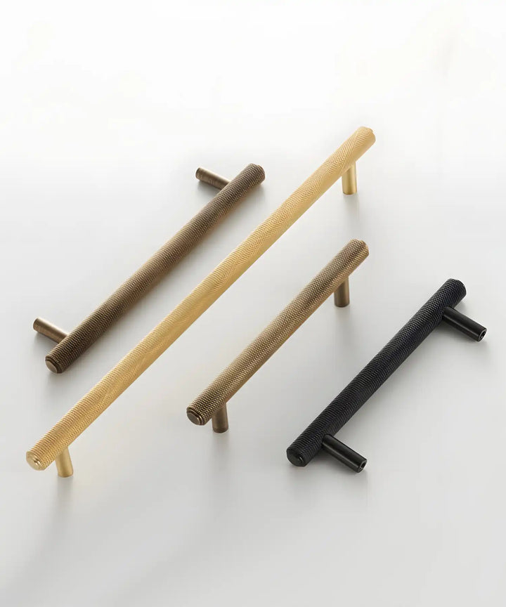 VELARA Knurled premium Solid Brass Kitchen & Cabinet Handle, cupboard handle