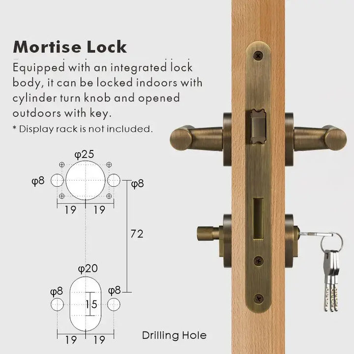 Premium solid brass VERGE Knurled Lever Door Handles Set, suitable for privacy door handle, passage door handle, bathroom thumb turn handle, Mortise lock door handle