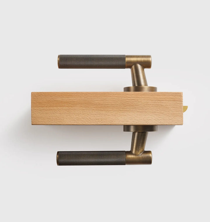 Premium solid brass VERGE Knurled Lever Door Handles Set, suitable for privacy door handle, passage door handle, bathroom thumb turn handle, Mortise lock door handle