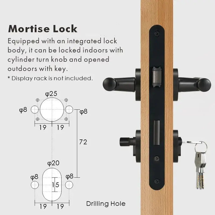 Premium solid brass VERGE Knurled Lever Door Handles Set, suitable for privacy door handle, passage door handle, bathroom thumb turn handle, Mortise lock door handle