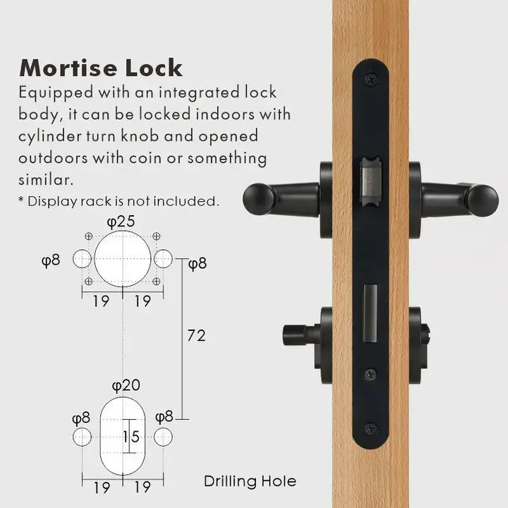 Premium solid brass VERGE Knurled Lever Door Handles Set, suitable for privacy door handle, passage door handle, bathroom thumb turn handle, Mortise lock door handle