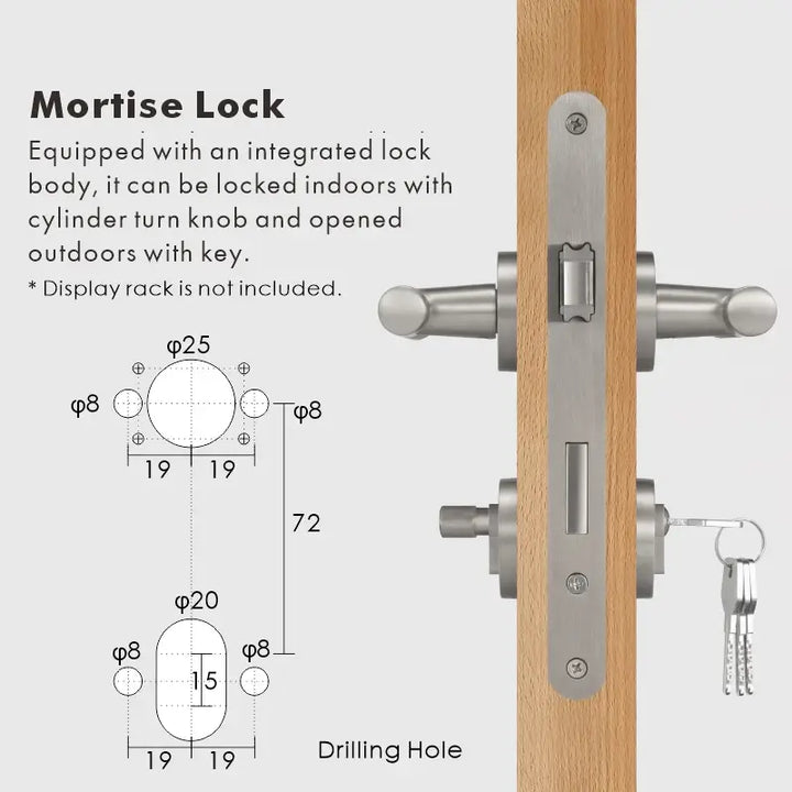Premium solid brass VERGE Knurled Lever Door Handles Set, suitable for privacy door handle, passage door handle, bathroom thumb turn handle, Mortise lock door handle