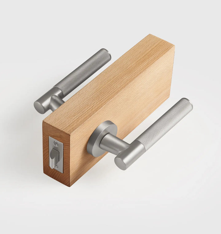 Premium solid brass VERGE Knurled Lever Door Handles Set, suitable for privacy door handle, passage door handle, bathroom thumb turn handle, Mortise lock door handle