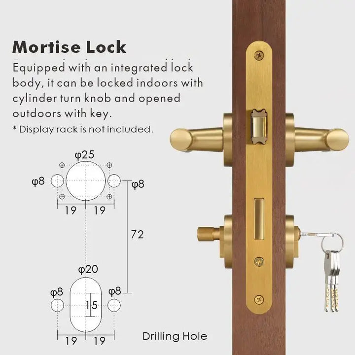 Premium solid brass VERGE Knurled Lever Door Handles Set, suitable for privacy door handle, passage door handle, bathroom thumb turn handle, Mortise lock door handle