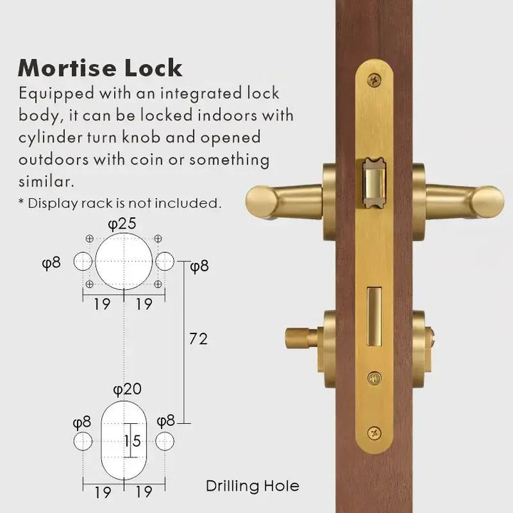 Premium solid brass VERGE Knurled Lever Door Handles Set, suitable for privacy door handle, passage door handle, bathroom thumb turn handle, Mortise lock door handle