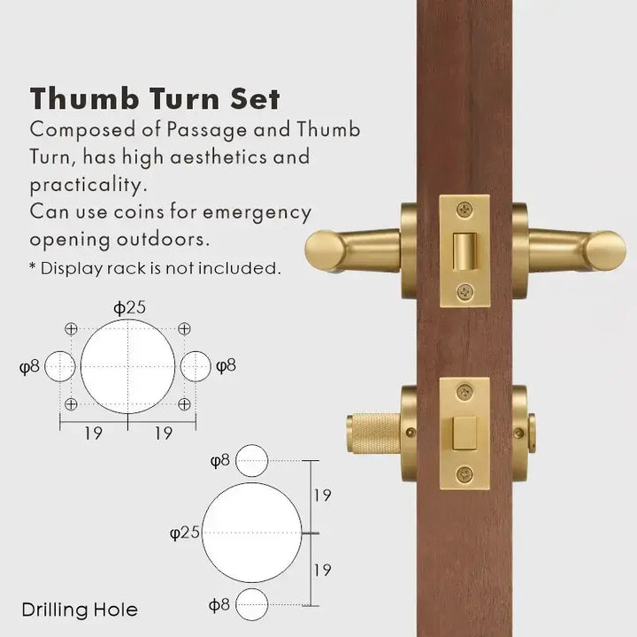 Premium solid brass VERGE Knurled Lever Door Handles Set, suitable for privacy door handle, passage door handle, bathroom thumb turn handle, Mortise lock door handle