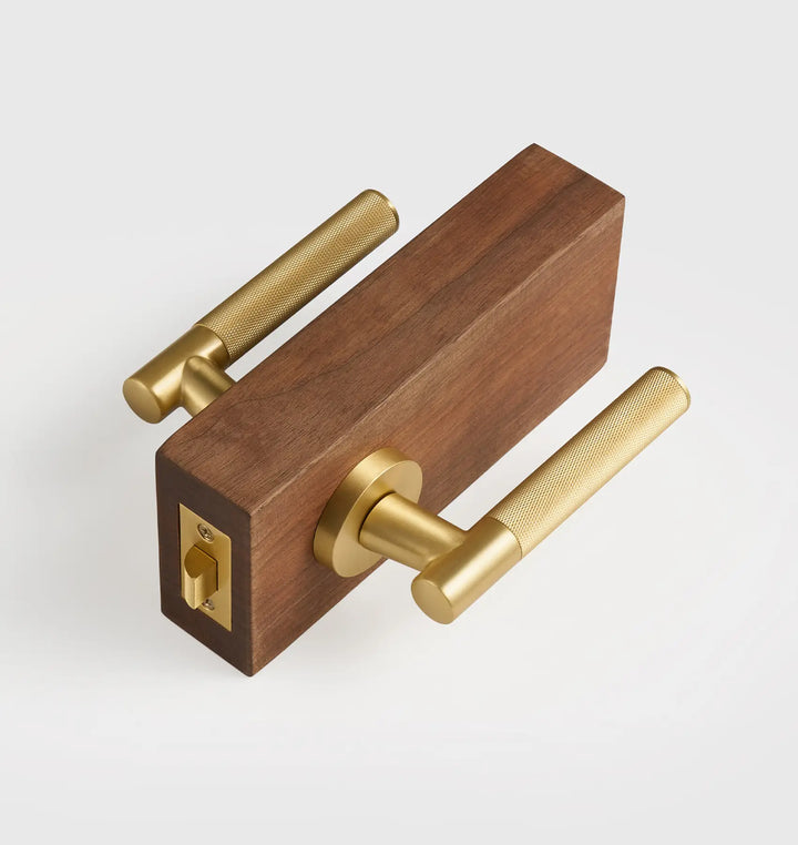 Premium solid brass VERGE Knurled Lever Door Handles Set, suitable for privacy door handle, passage door handle, bathroom thumb turn handle, Mortise lock door handle