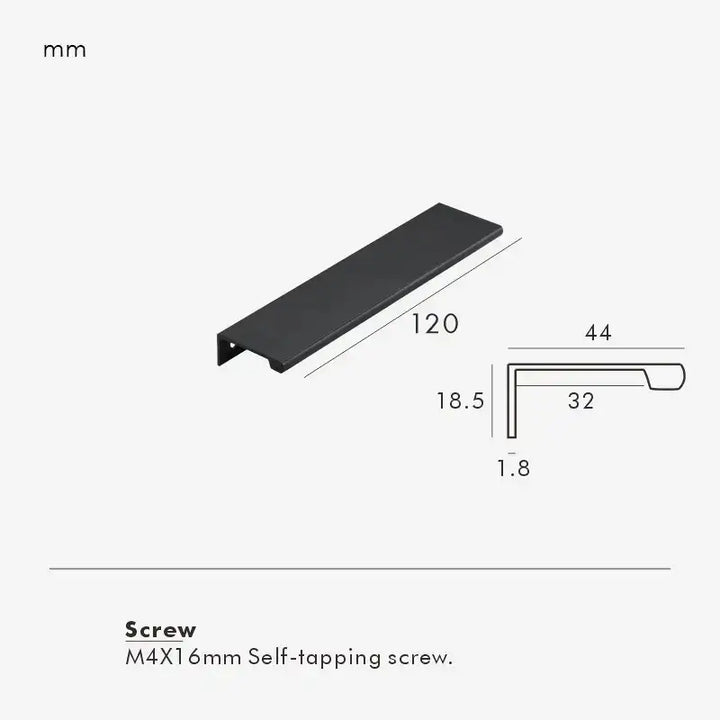 VISTRO Solid Brass Edge Pull Handle, premium, conceal, cabinet pull handle  - Matt Black 120mm