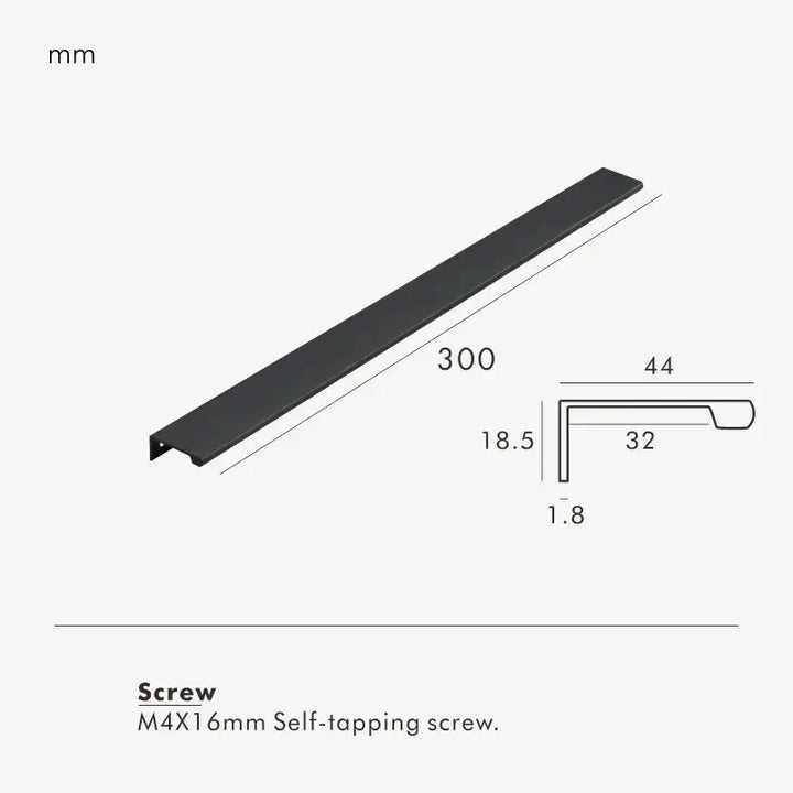 VISTRO Solid Brass Edge Pull Handle, premium, conceal, cabinet pull handle  - Matt Black 300mm