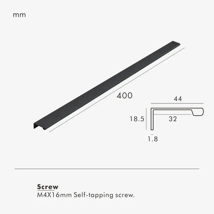 VISTRO Solid Brass Edge Pull Handle, premium, conceal, cabinet pull handle  - Matt Black 400mm