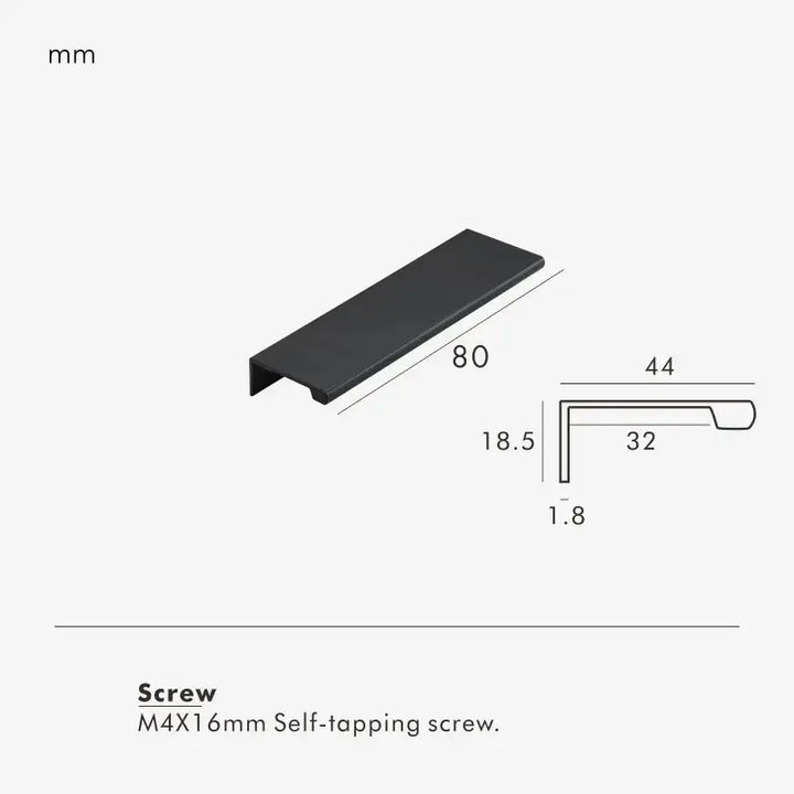 VISTRO Solid Brass Edge Pull Handle, premium, conceal, cabinet pull handle  - Matt Black 80mm