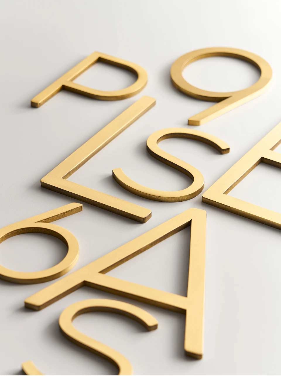 ARIS Solid Brushed Brass House Letters, flat letters & numbers