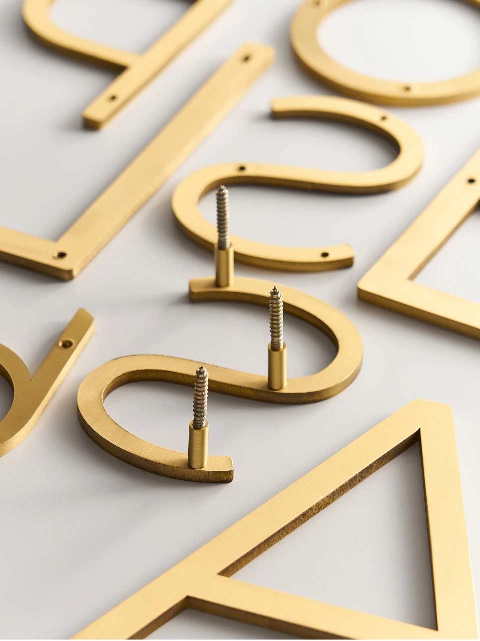 ARIS Solid Brushed Brass House Letters, flat letters & numbers