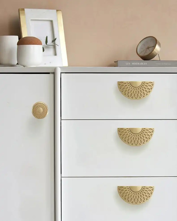 GLEAM Solid Brass Half Circle Knob, kitchen door knobs, Premium Drawer Knob, premium cupboard knobs