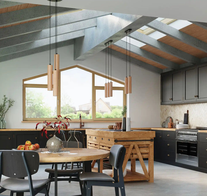 LINO Natural Wood Pendant Light, Kitchen island lights, Ceiling hanging lights