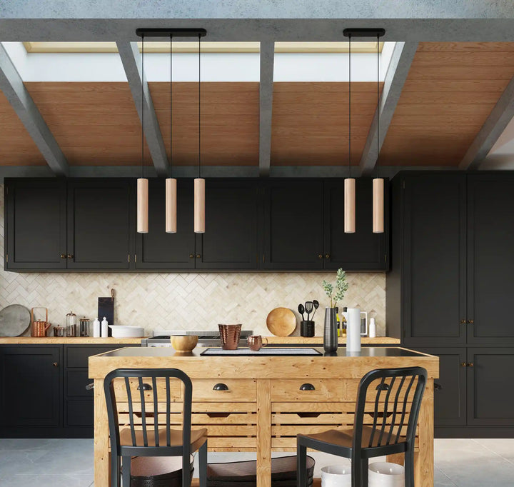 LINO Natural Wood Pendant Light, Kitchen island lights, Ceiling hanging lights