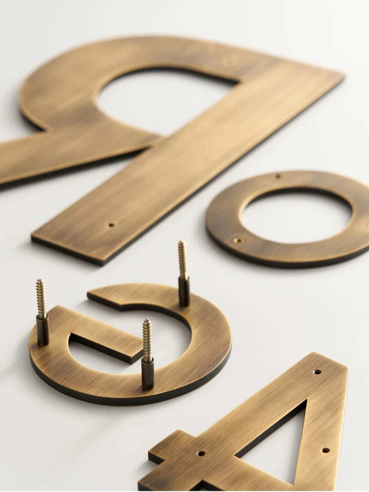 LUXE Solid Antique Brass House Numbers And Letters, made from 5mm think brass plate