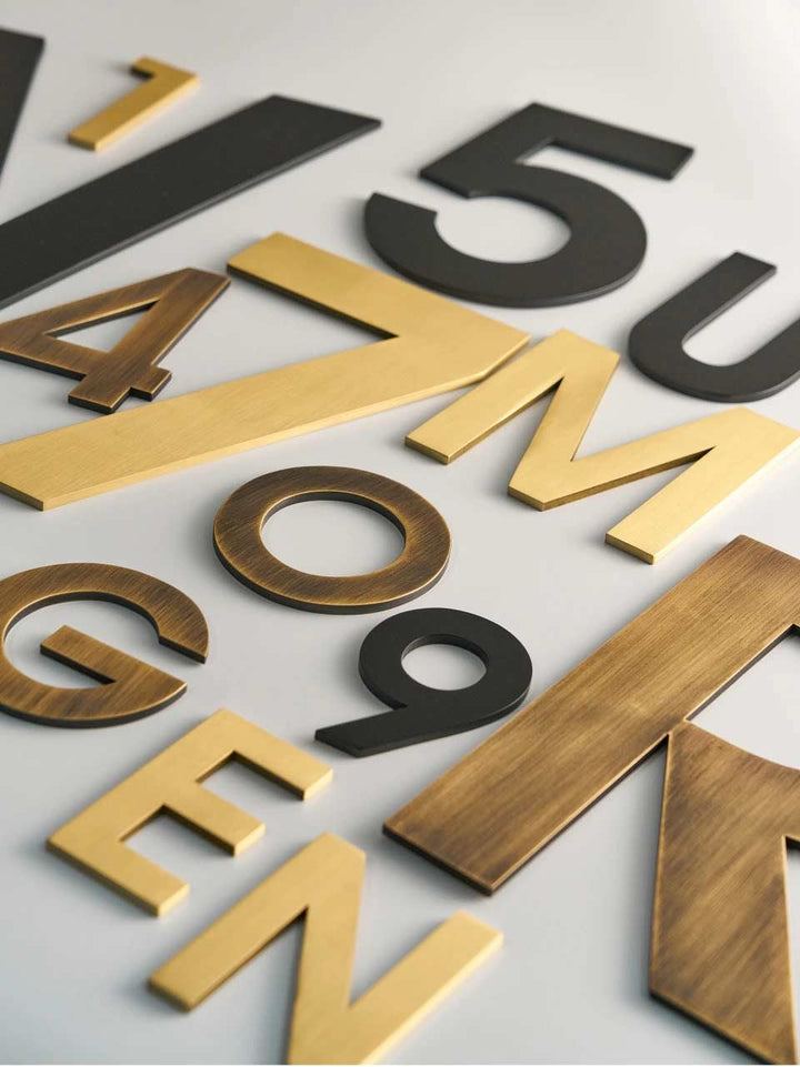 LUXE Solid Antique Brass House Numbers And Letters, made from 5mm think brass plate