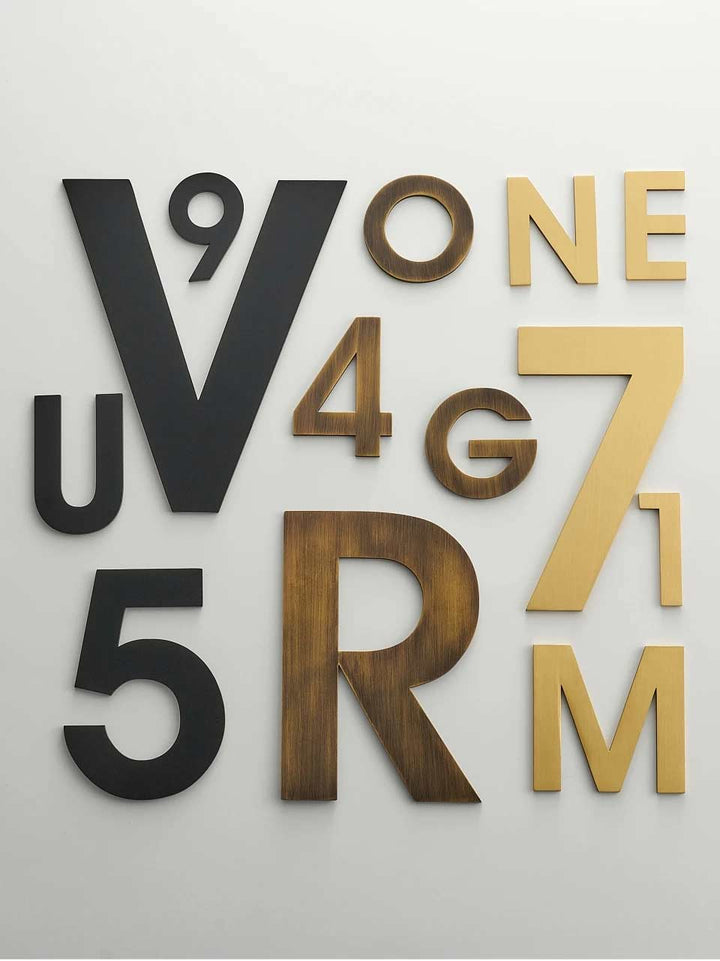LUXE Solid Antique Brass House Numbers And Letters, made from 5mm think brass plate