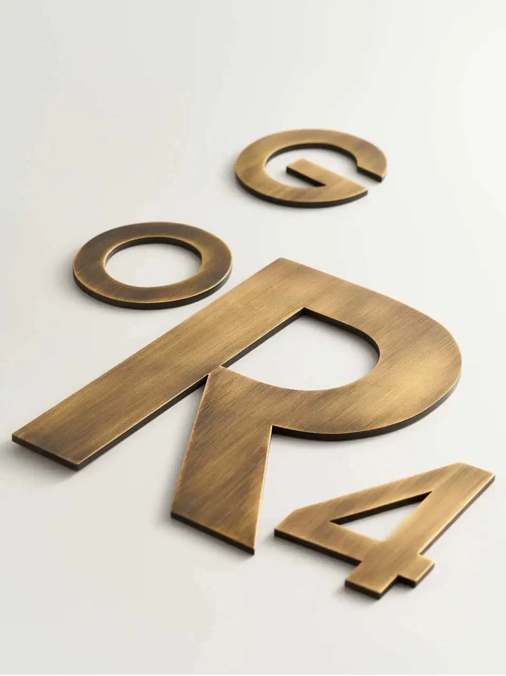 LUXE Solid Antique Brass House Numbers, house number signs, home number signs, street numbers for houses, House numbers and letters, door numbers, door number signs