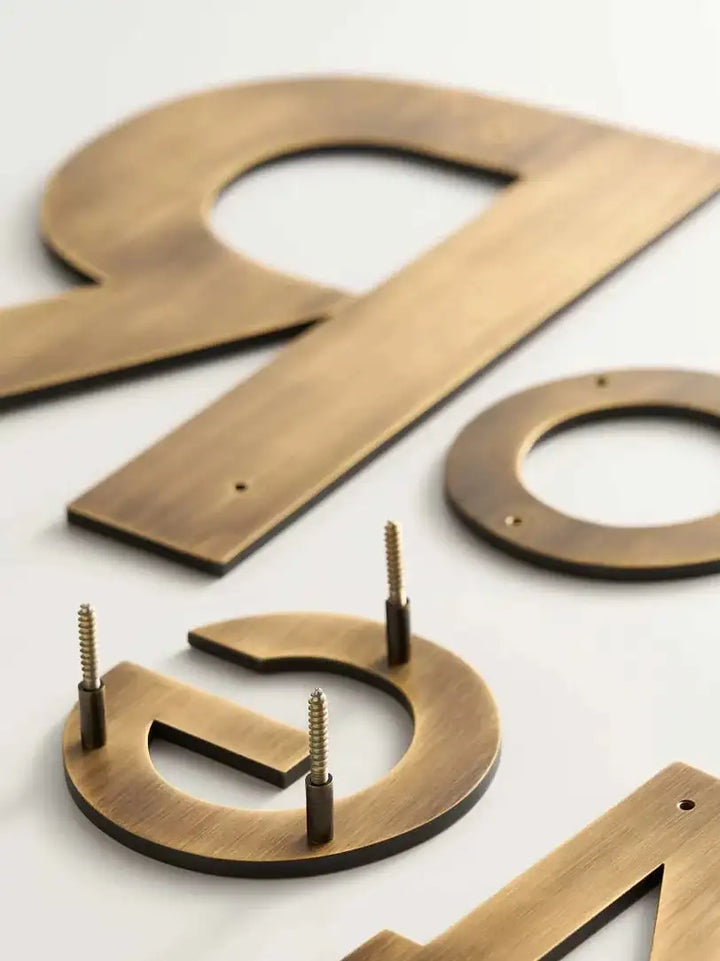 LUXE Solid Antique Brass House Numbers, house number signs, home number signs, street numbers for houses, House numbers and letters, door numbers, door number signs