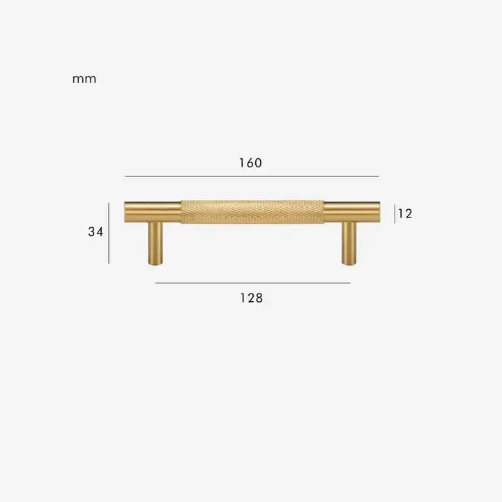 MID Knurled Solid Brass Kitchen & Cabinet Handle, premium pull handle