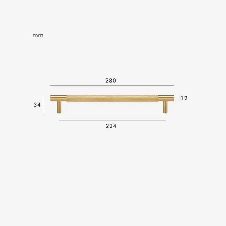MID Knurled Solid Brass Kitchen & Cabinet Handle, premium pull handle